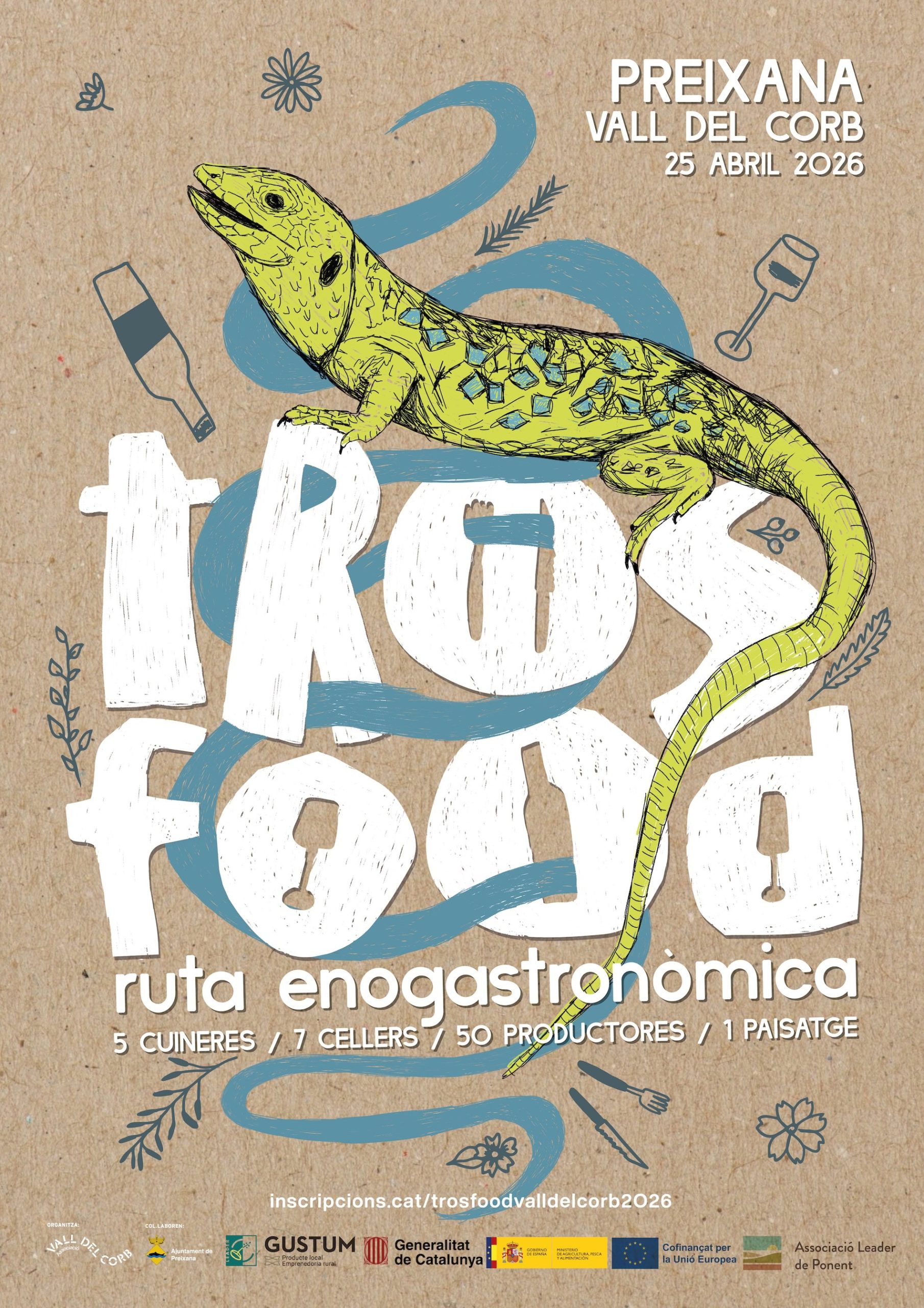 Cartell de la ruta enogastronòmica Trosfood 2026 disseny de Sarau Estudi