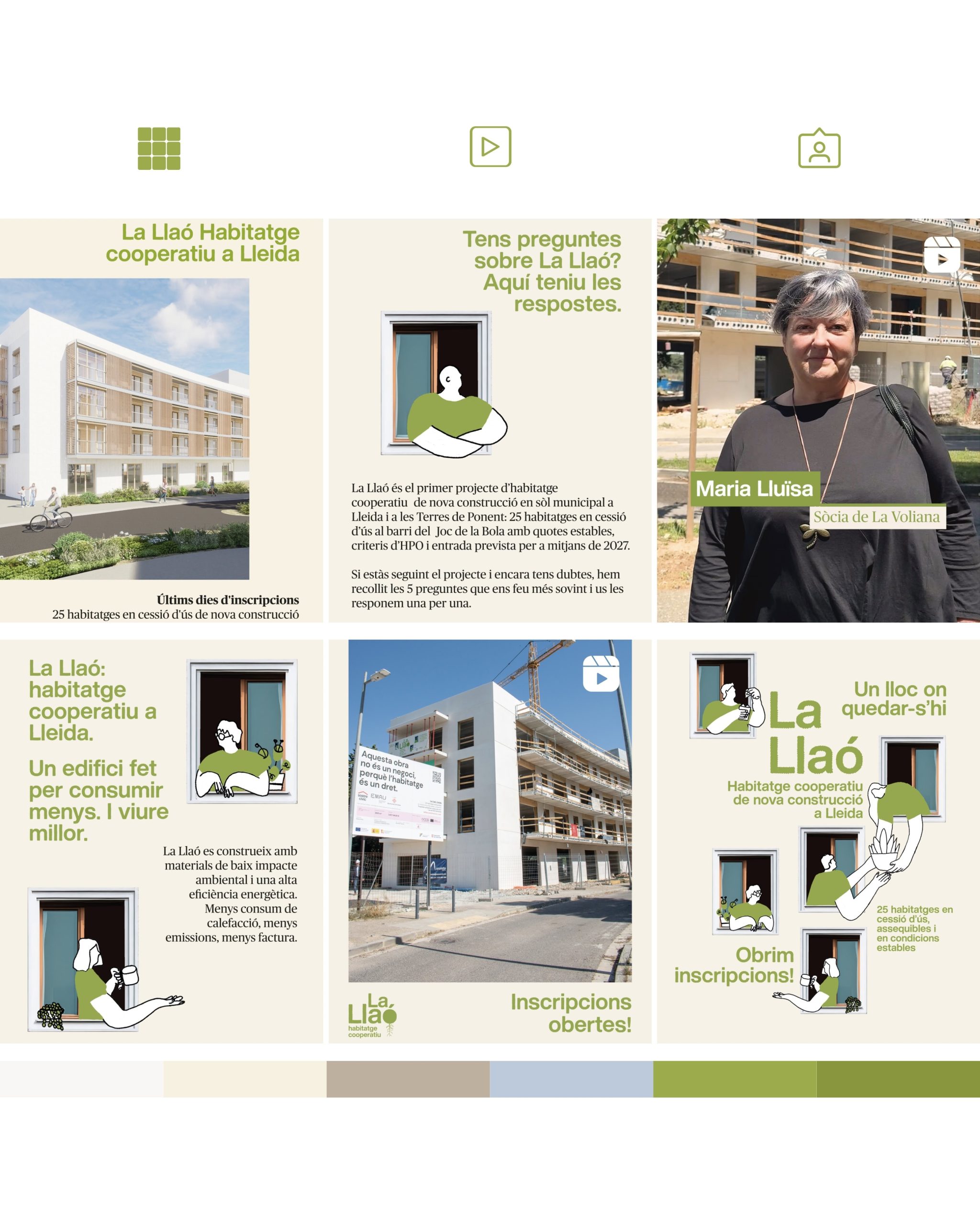 Direcció d'art i disseny de la graella d'Instagram de la campanya La Llaó, projecte de Sarau Estudi