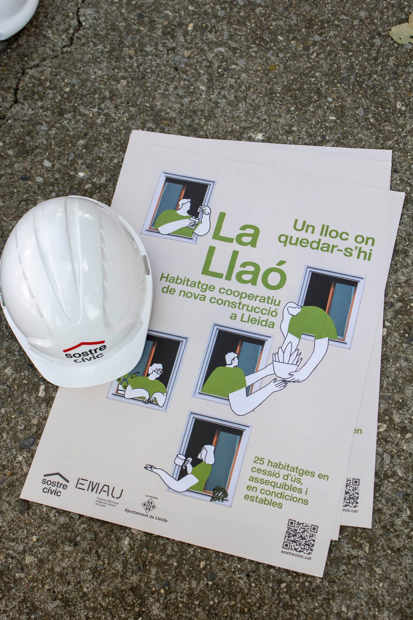 Disseny gràfic cartell per a La Llaó, campanya d'habitatge cooperatiu a Lleida, a càrrec de Sarau Estudi